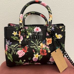 Steve Madden Black Floral Satchel